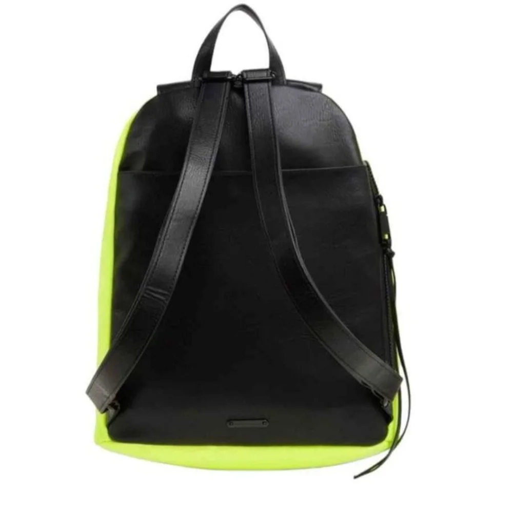 NEW NWT Rebecca Minkoff Julian Jumbo Zipped Nylon Backpack in Neon Yellow